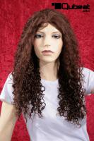 Braune Echthaarperücke mit Locken, ca 51 cm