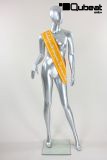 Mannequins Female With head (Faceless) Silver Standing Modeled hair