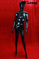 Mannequins Female black shining Standing Slim Modeled hair