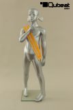 Mannequins Girl With head (Abstract) Silver Standing Slim Modeled hair