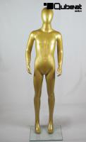 Schaufensterpuppen Unisex Kind mit Kopf, Gesichtslos Gold stehend Till Schlank