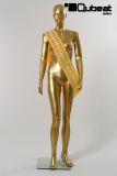 Schaufensterpuppen weiblich mit abstraktem Kopf, Gold stehend Marina Schlank