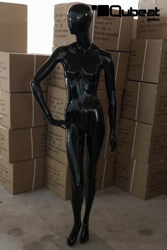 Mannequins Female With head (Faceless) black shining Standing Slim B-Stock