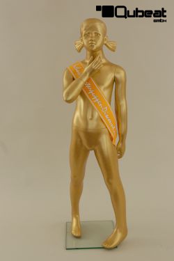 Mannequins Girl With head (Abstract) Gold Standing Slim Modeled hair