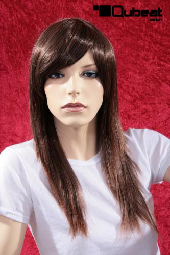 Perücken Damen Lang braun Kanekalon Pony Glatt Alltag Stylisch