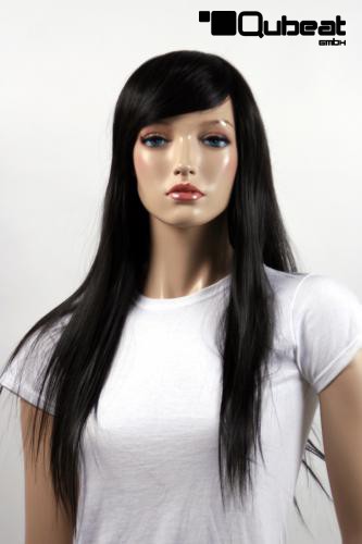 Perücken Damen Lang dunkelbraun Kanekalon Pony Glatt Alltag Stylisch
