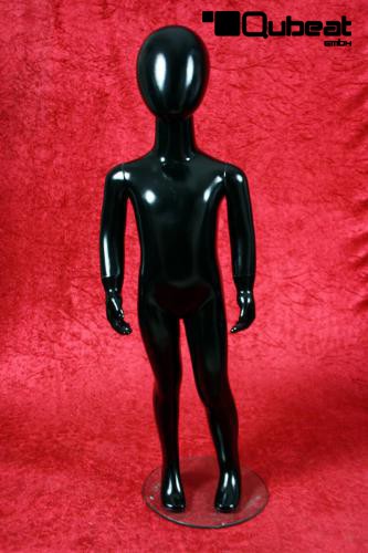 Schaufensterpuppen Unisex Kind mit Kopf, Gesichtslos Schwarz glänzend stehend Dominik Schlank